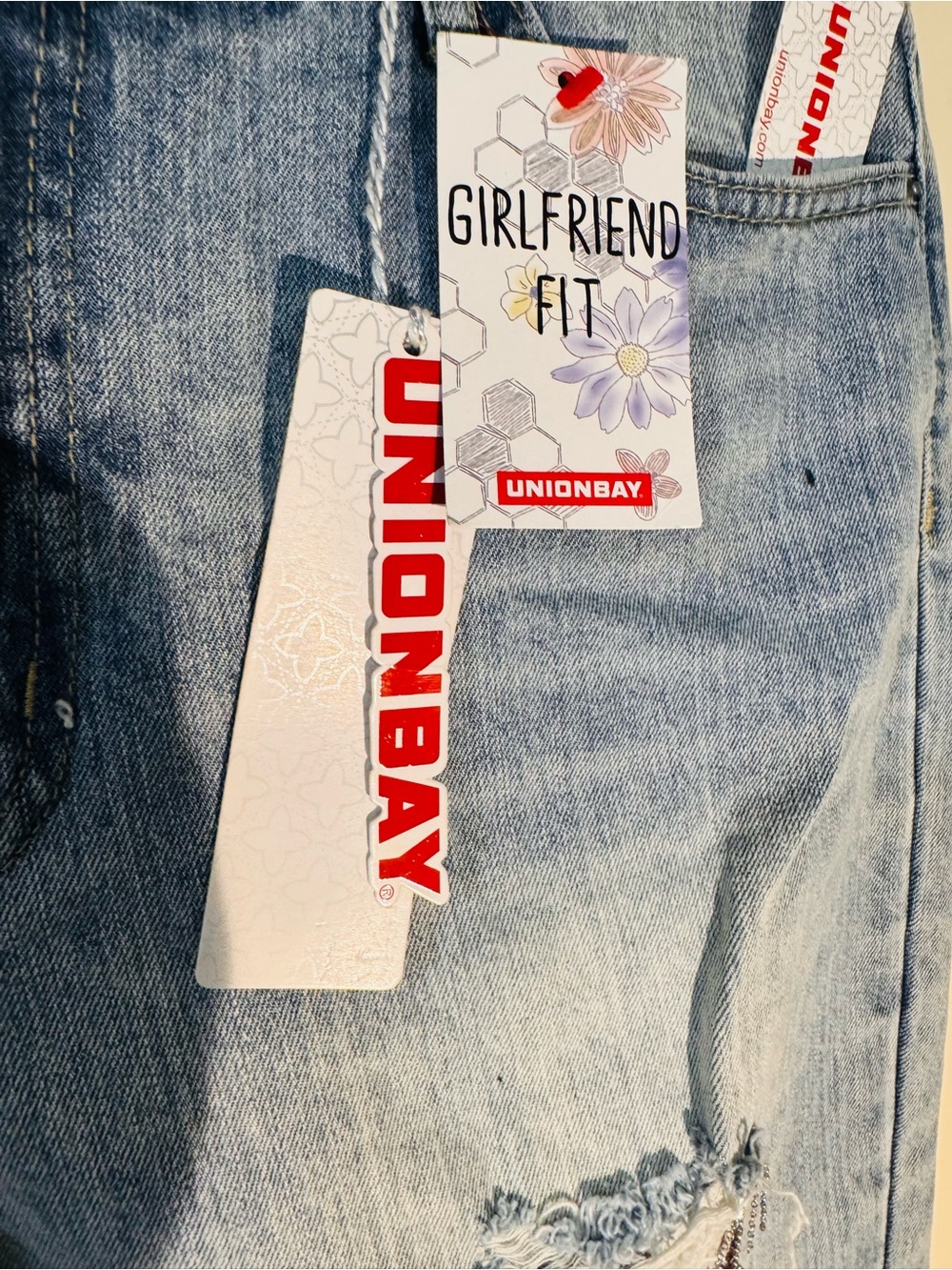 UnionBay Light Blue Distressed Girlfriend Jeans Size 13 - Picture 5 of 10